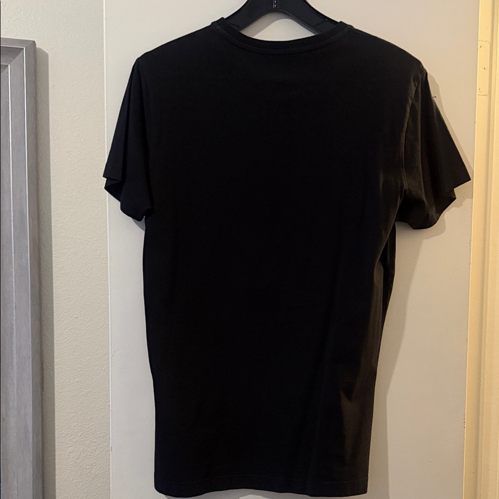 Versace Black Tee With Floral Gold Graphic View 3